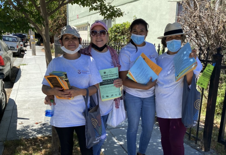 Maritza Leal (second from right) and other promotoras from Nuestra Casa help their neighbors on the Peninsula meet their health needs.
